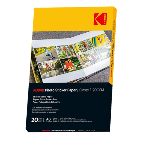 Kodak Photo Sticker Paper Glossy Papier fotograficzny samoprzylepny błyszczący Kodak 120 g/m2 / A6 / 10x15cm / 20 szt / 891337