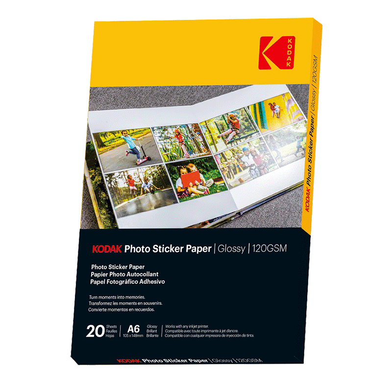 Kodak Photo Sticker Paper Glossy Papier fotograficzny samoprzylepny błyszczący Kodak 120 g/m2 / A6 / 10x15cm / 20 szt / 891337
