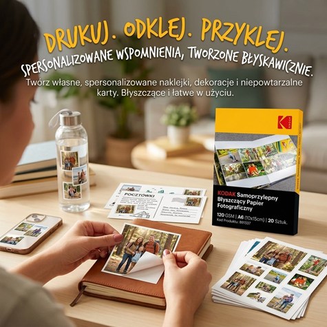 Kodak Photo Sticker Paper Glossy Papier fotograficzny samoprzylepny błyszczący Kodak 120 g/m2 / A6 / 10x15cm / 20 szt / 891337