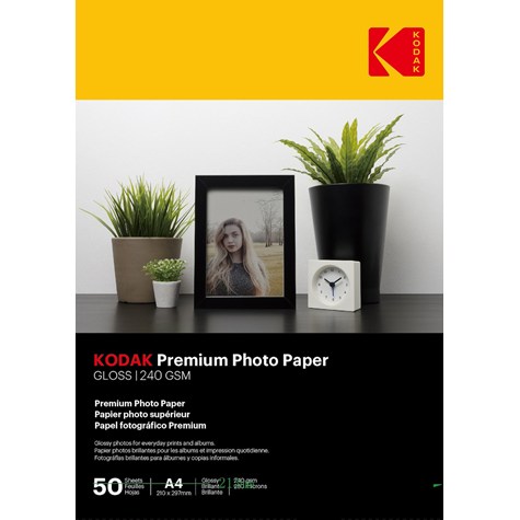 Papier fotograficzny błyszczący Kodak Premium 240 g/m2 / A4 / 21x29,7cm / 50 szt / 740094