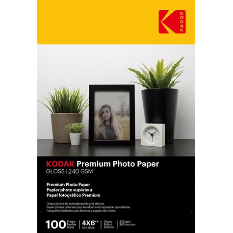 Papier fotograficzny błyszczący Kodak Premium 240 g/m2/ 4R / 10x15cm / 100 szt / 740529