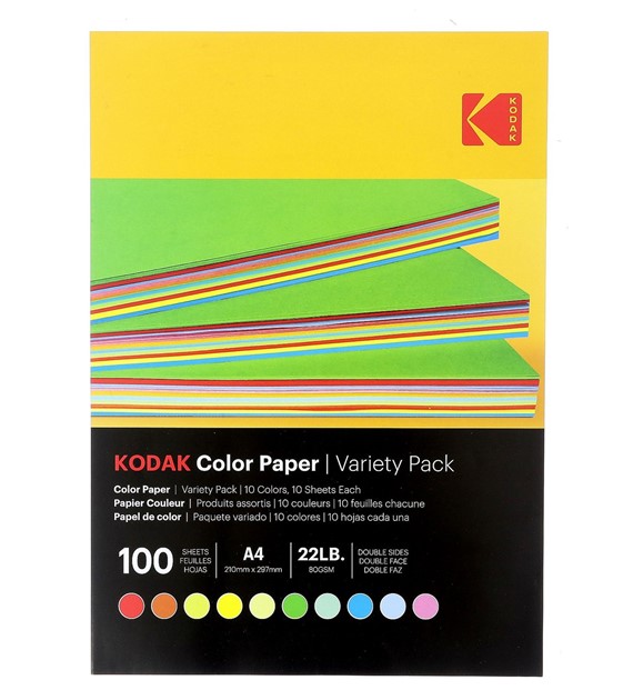 Papier ksero kolorowy Kodak 80 g/m2/ A4 / 21x29,7cm / 100 szt / 10 kolorów / 891300