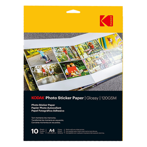 Kodak Photo Sticker Paper Glossy 120 g/m2 / A4 / 21x29,7cm / 10 pcs /  891338
