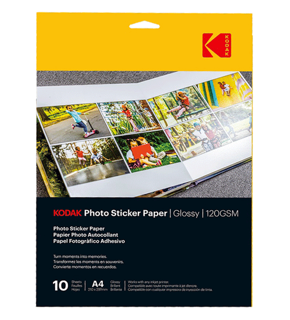 Papier fotograficzny samoprzylepny błyszczący Kodak 120 g/m2 / A4 / 21x29,7cm / 10 szt /  891338