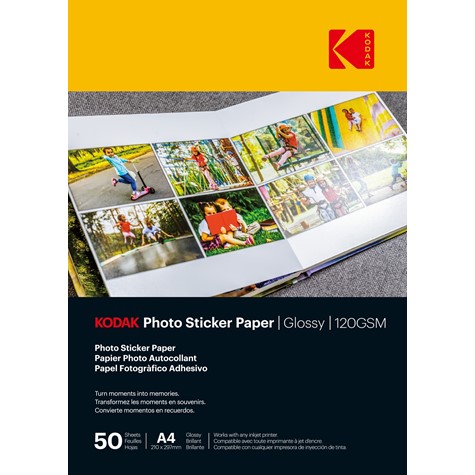 Kodak Photo Sticker Paper Glossy 120 g/m2 / A4 / 21x29,7cm / 50 pcs / 891671