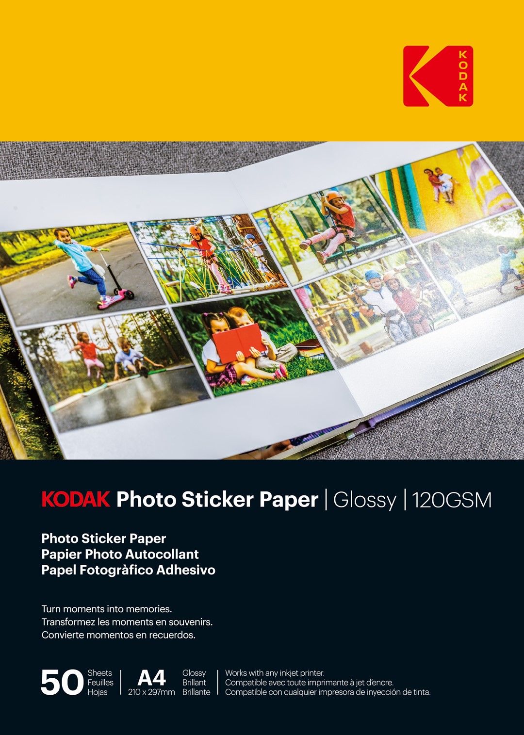 Kodak Photo Sticker Paper Glossy 120 g/m2 / A4 / 21x29,7cm / 50 pcs / 891671
