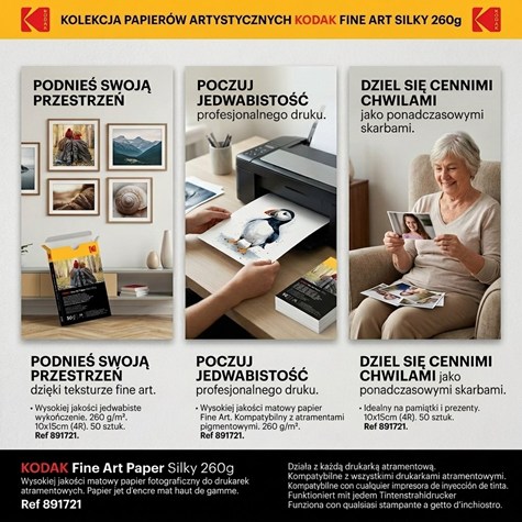 Kodak Fine Art Paper Silky 260 g/m2 / 4R / 10x15cm / 50 pcs / 891721