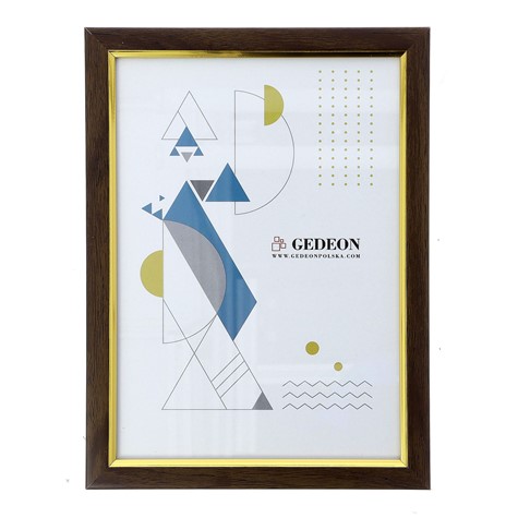 Frame plastic 10x15 BDF10WG1 drewno orzech / złoty pasek glass