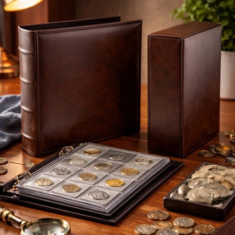 Album na monety bez wkładów foliowych w box'ie 17x21cm CA21 DELUX-1