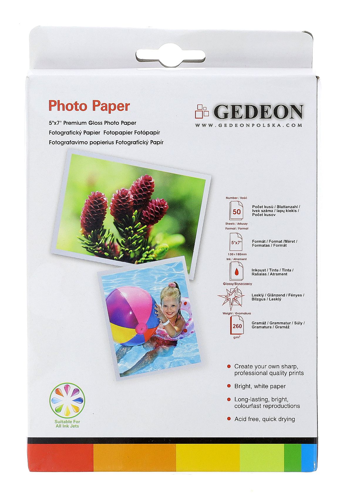 Gedeon Photo Paper Glossy 260 g/m2/ 5R / 13x18cm / 50 szt / PG13.260.50