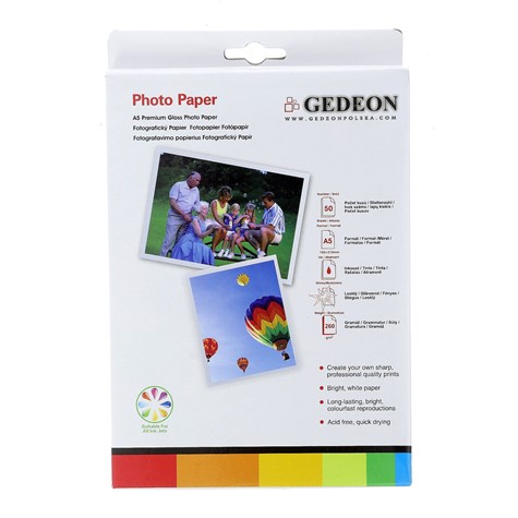 Papier fotograficzny błyszczący Gedeon 260 g/m2/ 6R / 15x21cm / 50 szt / PG15.260.50
