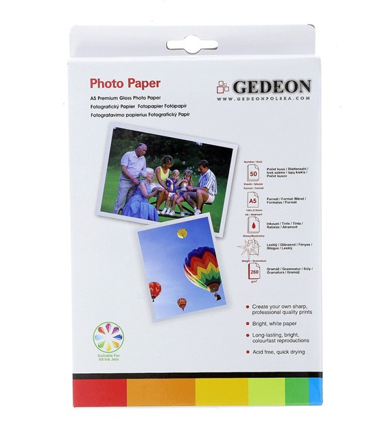 Gedeon Photo Paper Glossy 260 g/m2/ 6R / 15x21cm / 50 szt / PG15.260.50