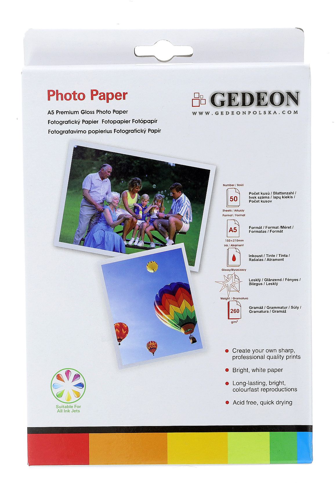 Gedeon Photo Paper Glossy 260 g/m2/ 6R / 15x21cm / 50 szt / PG15.260.50