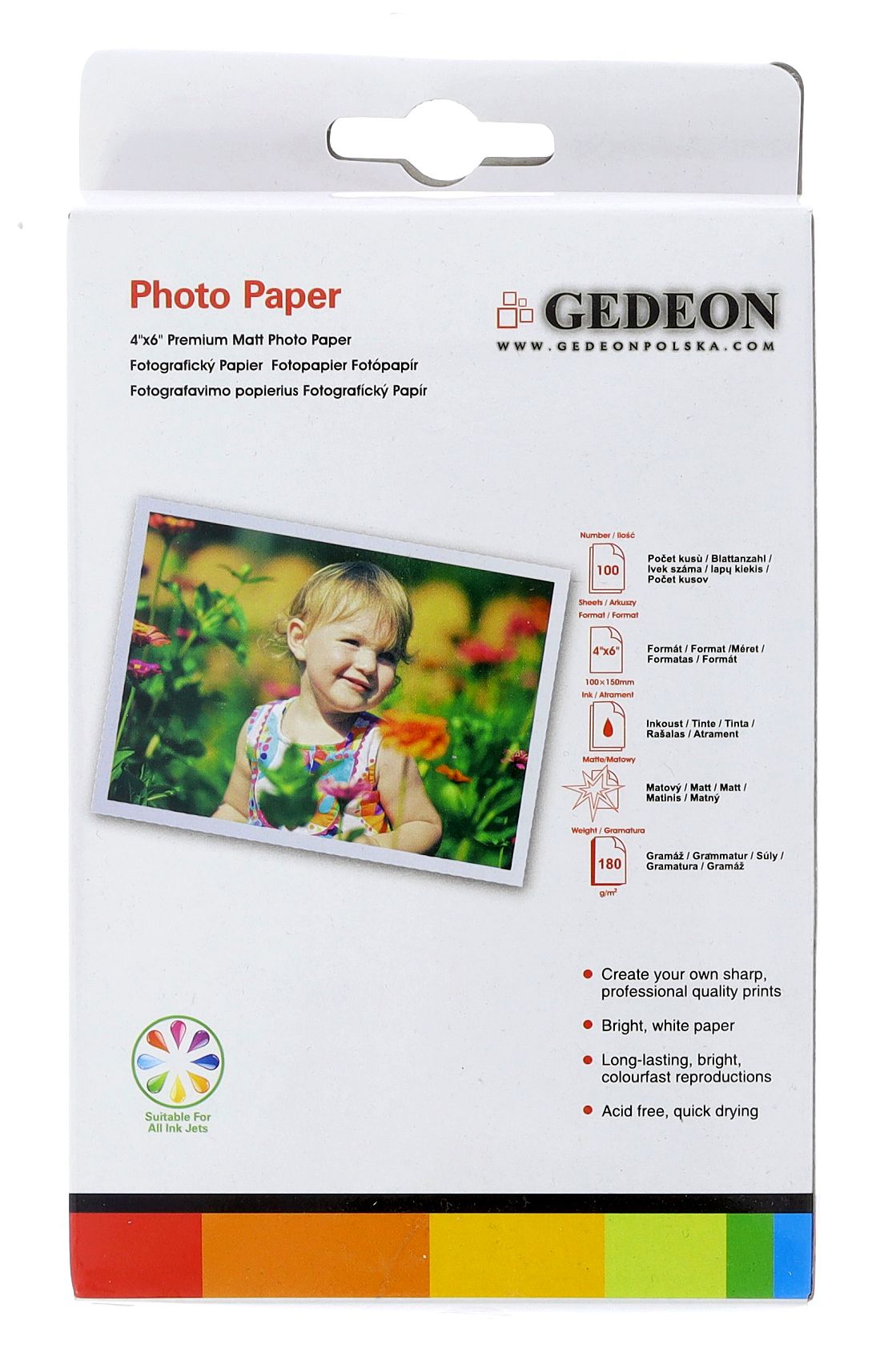 Papier fotograficzny matowy Gedeon 180 g/m2/ 4R / 10x15cm / 100 szt / PM10-180-100