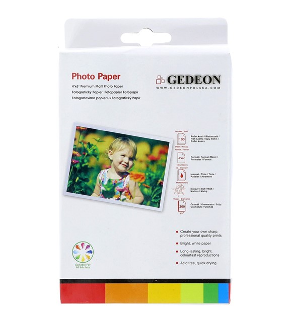 Gedeon Photo Paper Matt 180 g/m2/ 4R / 10x15cm / 100 szt / PM10-180-100