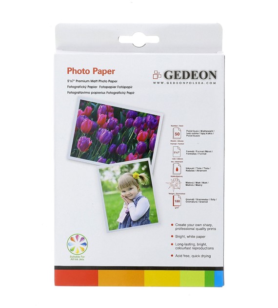 Gedeon Photo Paper Matt 180 g/m2/ 5R / 13x18cm / 50 szt / PG13.180.50 