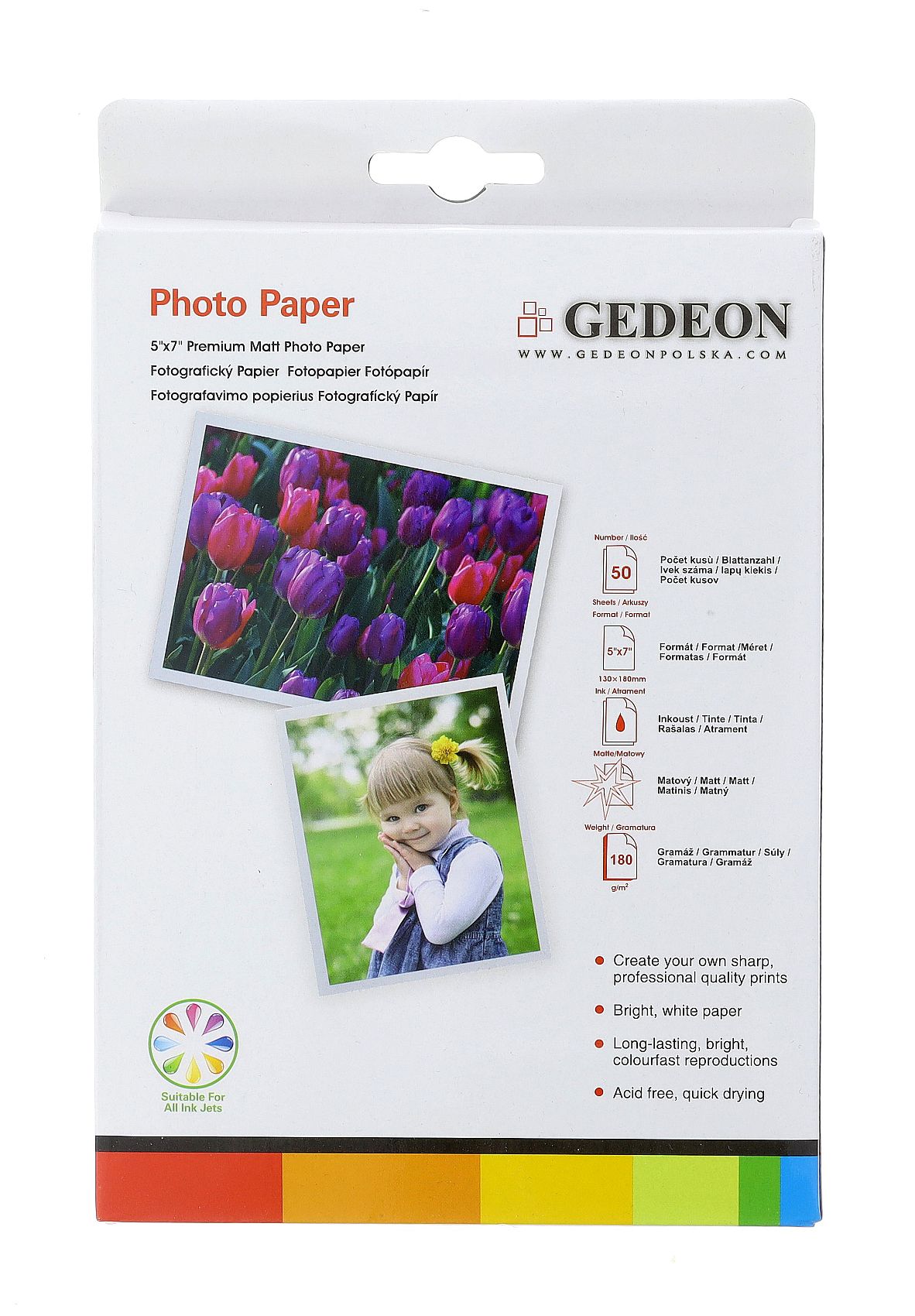 Papier fotograficzny matowy Gedeon 180 g/m2/ 5R / 13x18cm / 50 szt / PM13-180-50