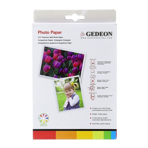 Gedeon Photo Paper Matt 180 g/m2/ 5R / 13x18cm / 50 szt / PM13-180-50