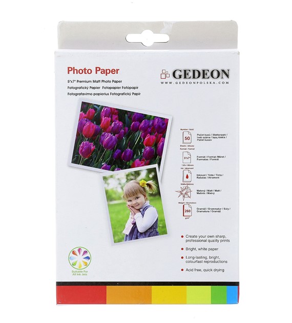 Gedeon Photo Paper Matt 180 g/m2/ 5R / 13x18cm / 50 szt / PM13-180-50