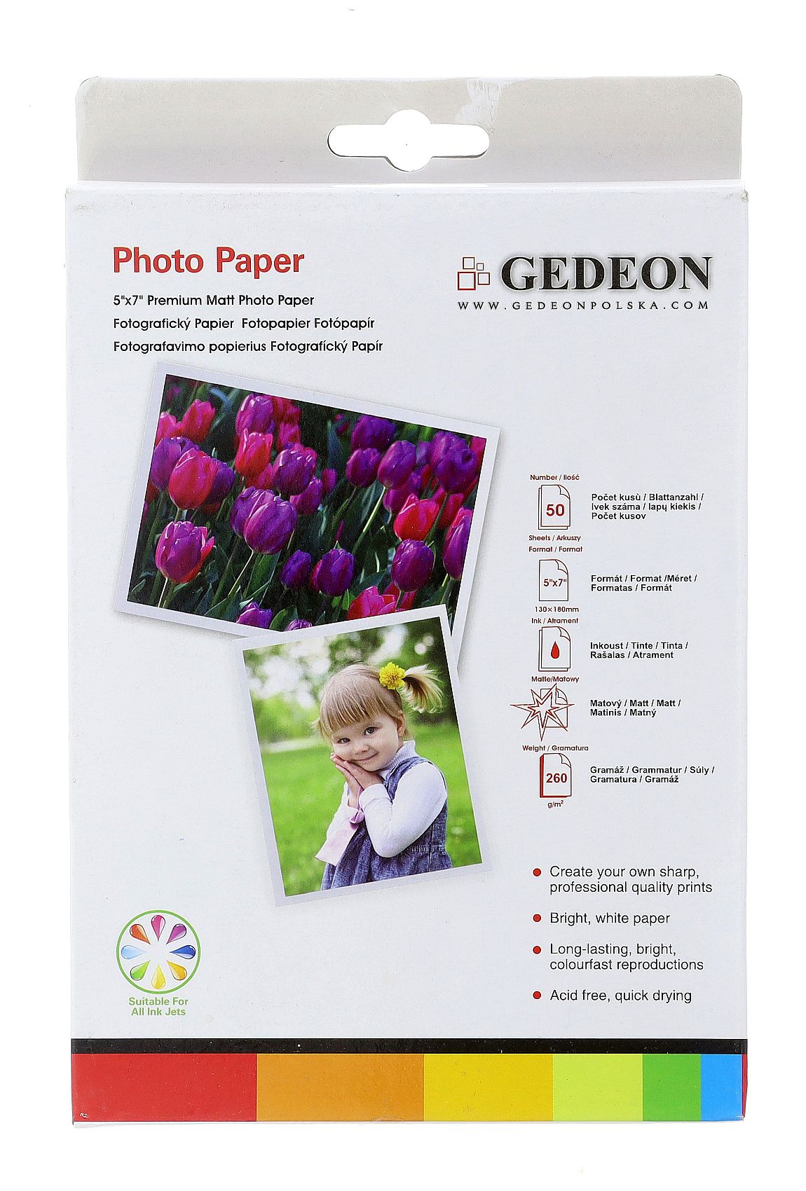 Papier fotograficzny matowy Gedeon 260 g/m2/ 5R / 13x18cm / 50 szt / PM13-260-50