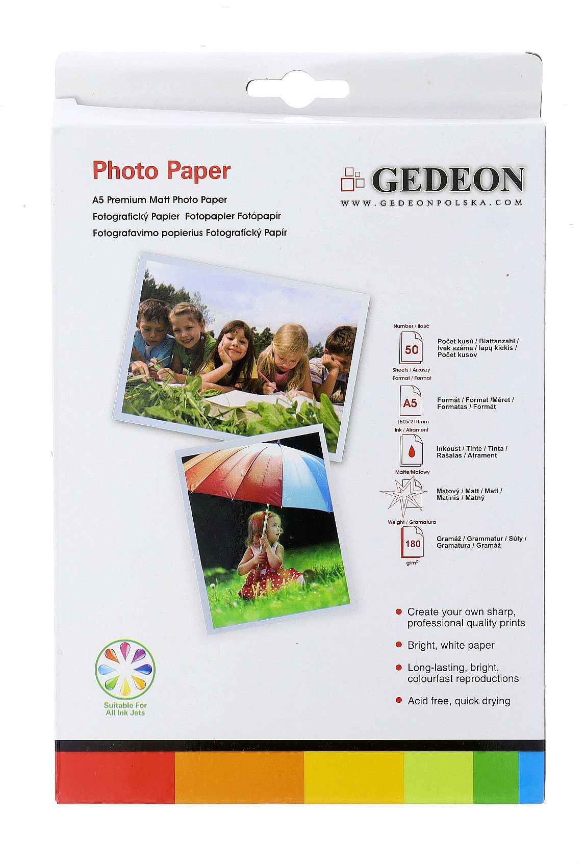 Papier fotograficzny matowy Gedeon 180 g/m2/ A5 / 15x21cm / 50 szt / PM15-180-50