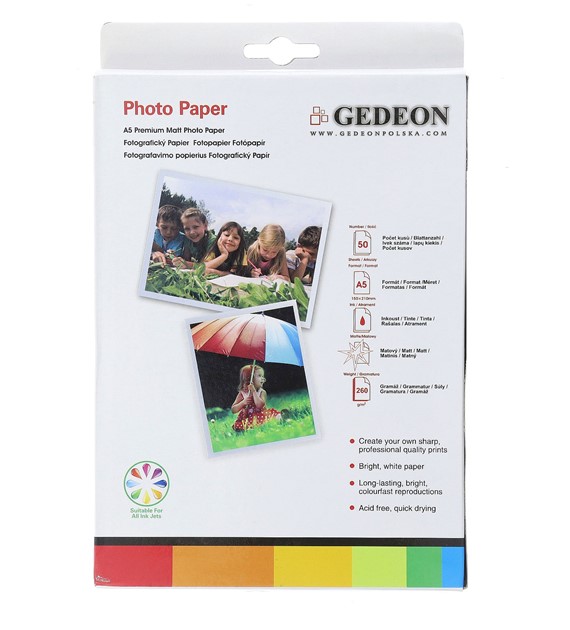 Gedeon Photo Paper Matt 180 g/m2/ A5 / 15x21cm / 50 szt / PM15-180-50