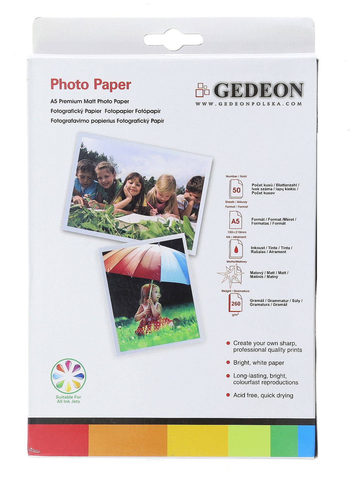Papier fotograficzny matowy Gedeon 260 g/m2/ A5 / 15x21cm / 50 szt / PM15-260-50