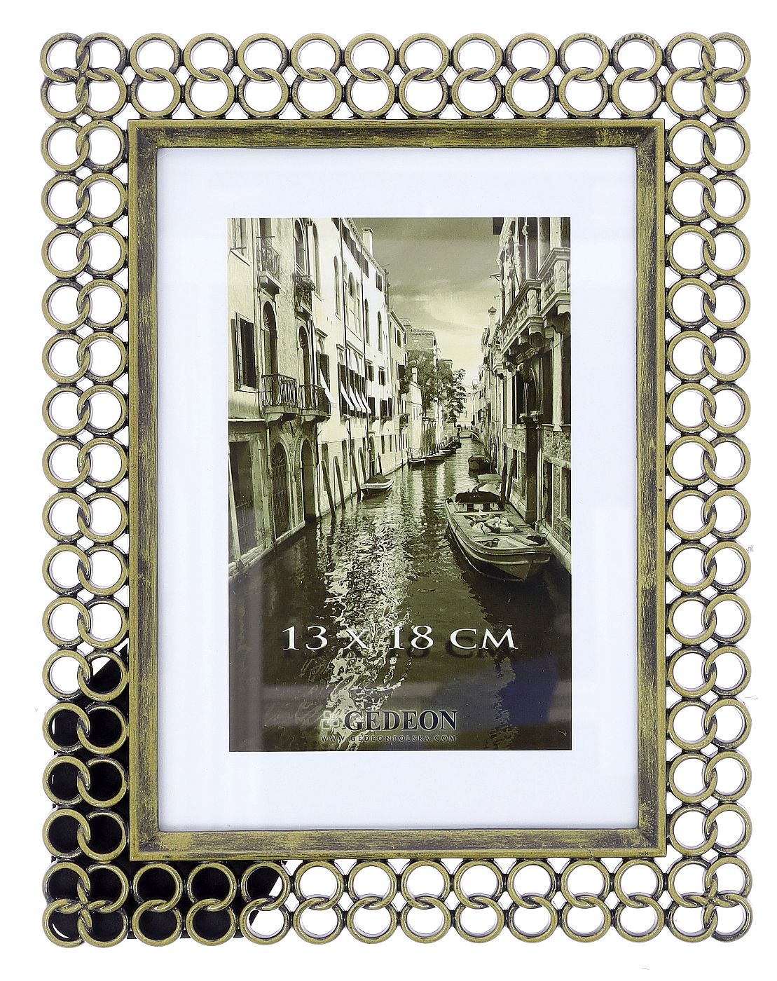 Ramka metalowa,
 13x18
<br/> RM1457G 
<br/>Rozmiar ramki: 13x18
<br/>Materiał ramki: metalowa