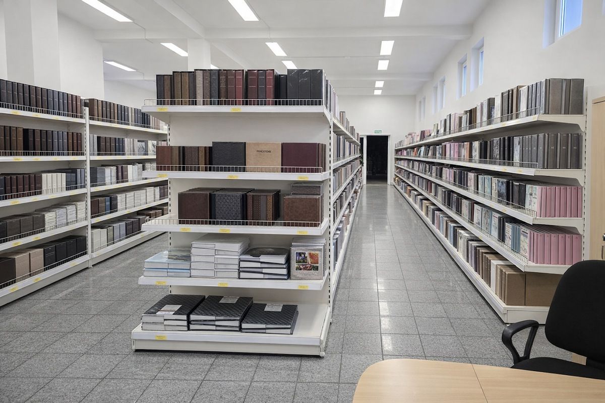 The GEDEON showroom displaying photo albums.